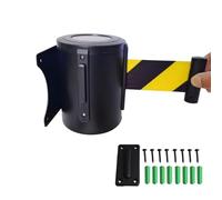 OJHFJMGH Corda per Transenne, Barriera a Muro for Il Controllo della Folla da 10 m con Cassa in Acciaio Nero, Sistema di frenata Sicurezza e Pulsante bloccaggio(B)