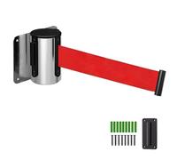 OJHFJMGH Corda per Transenne, Barriera di Sicurezza a Muro Retrattile for Code, Cintura for Il Controllo della Folla con Rossa da 2 m/3 m/5 m(B,5M/16.4FT)