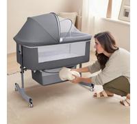 OJHFJMGH Culle per Bambini, Culla for Neonati, Culla da Comodino Regolabile in Altezza con Culla e zanzariera, Culla a Dondolo Mobile, Lettino Portatile for Neonati