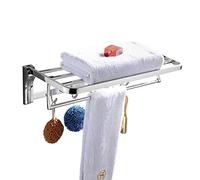 OJHFJMGH Scaffale portaoggetti per bagno, Supporto portaoggetti doppio pieghevole multifunzionale da parete, mensola portasciugamani in acciaio inossidabile 304 lucidato