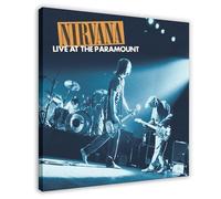 OJHTDB Poster su tela con album musicale American Rock Band Nirvana Live at The Paramount, decorazione artistica da parete per soggiorno e camera da letto, 50 x 50 cm