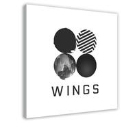 OJHTDB Poster su tela con copertina di album musicale dei Singende Gruppe BTS Wings Musikalbum, decorazione artistica da parete per soggiorno e camera da letto, 30 x 30 cm