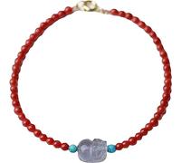 OJIJO Braccialetto di perline, braccialetti dei chakra, pietra preziosa, agata rossa del sud, perline da 3 mm, braccialetto di cristallo for le donne, attrae la prosperità, buona fortuna, rosso