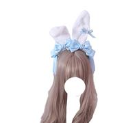 OJIJO Cerchietto con orecchie da coniglio, forcina alla moda, cerchietto con orecchie da coniglio, copricapo kawaii, accessori for capelli Lolita, for feste in maschera(Light Blue)