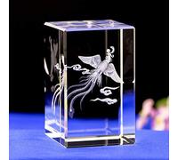 OJIJO Statua di fenice in cristallo di vetro, decorazione intagliata in 3D, regalo di ornamento della bestia santa