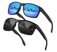 OJIRRU Occhiali da sole da uomo polarizzati Occhiali rettangolari sportivi Protezione UV per uomo donna running guida Occhiali da sole squadrati classici (Nero/Blu (2 Paia))