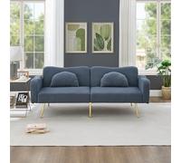 Ojiuboo Moderno divano letto doppio con schienale regolabile e gambe in metallo placcato oro a forma di nuvola, mobile multifunzionale 2 in 1 con comodo cuscino, grigio, 155 x 85,5 cm