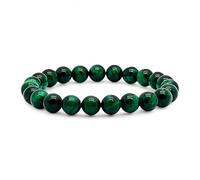 OJO DE TIGRE® - Bracciale pietre naturali di qualità - Perline a sfera 8 mm - Cristalli e pietre semipreziose energetiche per donna e uomo - portafortuna, Mediano, Pietra, Occhio di tigre