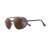 OJREEUB Occhiali da sole rotondi Steampunk con blocco UV per donne e uomini, lenti rosse, 142 mm, Lenti marrone scuro, 142 mm, 142mm