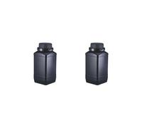 OJREEUB Set di 2 bottiglie quadrate a bocca larga da 1 litro, dispenser chimico per laboratori, reagenti, con tappo nero