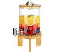 OJTOJT Dispenser per malattia con rubinetto da 3 l, dispenser per acqua, in vetro, con supporto, succo di ghiaccio Far, acqua, cocktail, birra fatta in casa