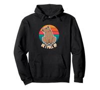 Ok I Pull Up Divertente Capybara Retro Tramonto Amanti Animali Felpa con Cappuccio