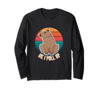 Ok I Pull Up Divertente Capybara Retro Tramonto Amanti Animali Maglia a Manica