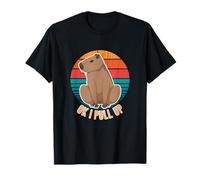 Ok I Pull Up Divertente Capybara Retro Tramonto Amanti Animali Maglietta