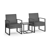 ok-living Salottino da giardino esterno, Antracite, 3 pezzi, con tavolo, con coperchio a pistone a gas e superficie resistente alle intemperie