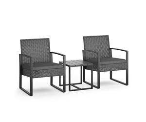 ok-living Salottino da giardino esterno, Antracite, 3 pezzi, con tavolo, con coperchio a pistone a gas e superficie resistente alle intemperie