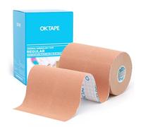 OK TAPE Kinesiologico tape 5cm x 5m, Nastro Atletico Terapeutico Elastico Resistente, Senza Latex, Antidolore, Recupero Lesioni, per il ginocchio, supporto muscolare(2 Rotoli, Beige)