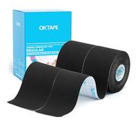 OK TAPE Kinesiologico tape 5cm x 5m, Nastro Atletico Terapeutico Elastico Resistente, Senza Latex, Antidolore, Recupero Lesioni, per il ginocchio, supporto muscolare(2 Rotoli, Nero)