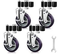 OK5STAR 5 Inch Expanding Stem Caster Wheels Set of 4 for Table Legs, Expandable Stem Caster All with Brake Fit 7/8", 1", 1-1/2" and 1-5/8" Inner Diameter Tube Leg Adapter Caster