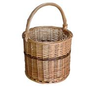 OKAFFAREFATTO MADDALONI Cesto Vimini Tondo con Manico per Spesa Funghi e Raccolta - Diametro 27 cm h 26 - Leggero Resistente Multiuso
