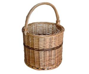 OKAFFAREFATTO MADDALONI Cesto Vimini Tondo con Manico per Spesa Funghi e Raccolta - Diametro 27 cm h 26 - Leggero Resistente Multiuso