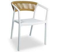 OKAFFAREFATTO MADDALONI Sedie da Bar Sety in plastica bianca con schienale curvo a corda beige