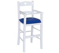 OKAFFAREFATTO MADDALONI Seggiolone in legno bianco con sedile imbottita in similpelle blu