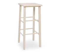 OKAFFAREFATTO MADDALONI Sgabello alto 73 cm in legno grezzo con seduta quadrata in legno massello