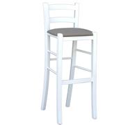OKAFFAREFATTO MADDALONI Sgabello bar legno bianco laccato con seduta similpelle tortora h 80 cm