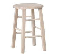 OKAFFAREFATTO MADDALONI Sgabello bar legno con seduta rotonda h 47 cm grezzo da verniciare gamba dritti
