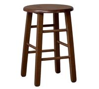 OKAFFAREFATTO MADDALONI Sgabello basso da bar in legno h 47 cm con seduta rotonda in legno noce scuro con gambe dritte già montato