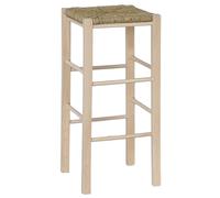 OKAFFAREFATTO MADDALONI Sgabello da bar h 70 cm in legno da dipingere con sedile in paglia quadrato