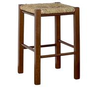 Sgabello bar legno seduta quadrata paglia h 47 cm noce scuro gamba dritti