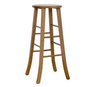 OKAFFAREFATTO MADDALONI Sgabello legno con seduta rotonda h 80 cm noce chiaro gamba sciabola