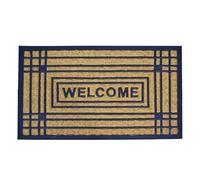 OKAFFAREFATTO MADDALONI Zerbino tappeto rettangolare Welcome in fibra di cocco e gomma fantasia righe 45 x75 cm