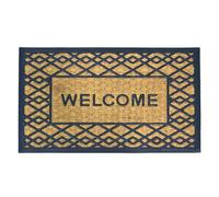 OKAFFAREFATTO MADDALONI Zerbino tappeto rettangolare Welcome in fibra di cocco e gomma fantasia rombi 45 x75 cm