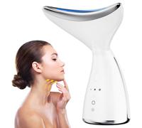Okahila Massaggiatore viso e collo | Terapia a luce rossa a LED bianca per viso e collo, bacchetta per terapia della luce rossa, massaggiatore viso e collo LED a 3 colori per la cura della pelle