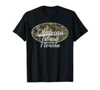 Okaloosa Island Florida Camo Vintage Distressed Maglietta