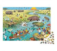 Okavango Delta Mokoro Canoe Mayhem Puzzle in Legno Impermeabile DIY Puzzles Da 1000 Pezzi Per Adulti Colorati Giochi Educativi