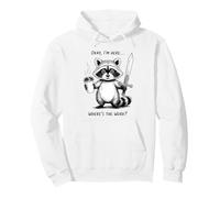 Okay, I'm Here Wheres The Work Raccoon Coffee Sword Felpa con Cappuccio