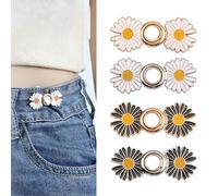 Okaywork 4pcs bottoni jeans regolabili,Jeans Vita Strettoio Bottone,Stringi Pantaloni Vita Bottone Jean Regolabile Regolabile Nessuna Cucitura Richiesta,Per Cambiare la Misura (margherita)
