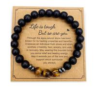 Okaywork Bracciale Uomo bracciale pietre naturali Con Pietre Naturali ossidiana bracciale chakra Braccialetto Scatola Regalo Fidanzato Donna Chakra con Tibetano Yoga Gioielli(nero)