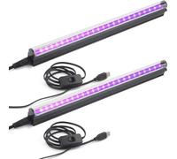 Okaywork Confezione da 2 lampade a luce nera, tubo di luce UV regolabile con interruttore, striscia LED a nera, striscia LED UV per discoteca, Halloween, illuminazione da palco.