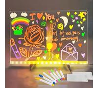 Okaywork Lavagna Luminosa a LED per Bambini, 20 x 30 cm, Lavagna Luminosa per Bambini, Proiettore per Disegnare, con 7 Pennarelli al Neon, 1 Supporto e Salvietta, Lavabile e Riutilizzabile
