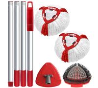 OKcedier Ricambio per Vileda Turbo 2 in 1, Ricambi per Mop e Scopa a Frange con 2 Testine in Microfibra, 1 Manico, 1 Base per Mop e 1 Spazzola, Adatto a Tutti i Tipi di Pavimento
