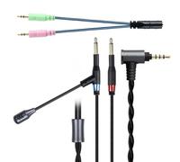 okcsc Cavo doppio per cuffie da 3,5 mm con microfono per Hifiman Meze Focal | Pickup audio a 360°, doppia spina da 3,5 mm, involucro in metallo CNC, cavo intrecciato, per Sundara/Arya/Ananda/HE400SE