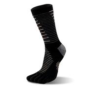 Okdance Calzini da uomo a mezza lunghezza in materiale Coolmax - Asciugatura rapida - Divisore per le dita - Per trail, corsa, maratona, escursionismo, Nero , L