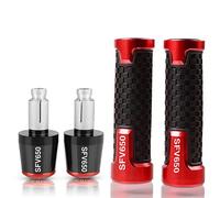 OKDJX Motocicletta Maniglia per Suzuki SFV650 per Gladius 2009-2015 SFV 650 Moto 7/8 "22mm Manopole per Manubrio CNC E estremità del Manubrio cap Balance Plugs Slider(Red)