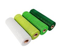 Okeeyseda 4 Roll 'S Day Mesh Ribbon Rete di Plastica Verde Wired Edge Ribbon 10 Pollici X 30 Piedi Deco Mesh Ribbon