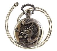 Okeeyseda Grande Orologio da Taschino con Grande Drago RetrÒ in Stile Cinese in Rilievo in